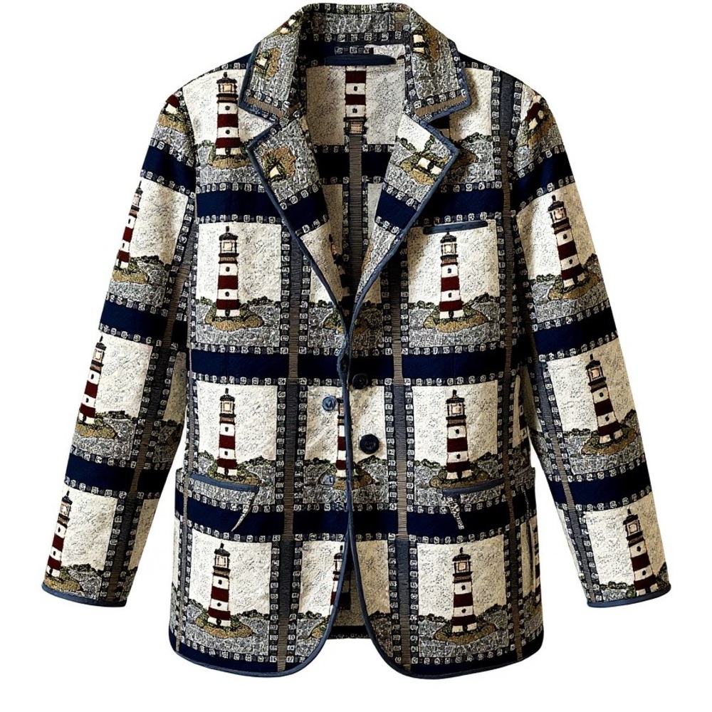 Blair Nautical Themed Jacket in Blue and Cream